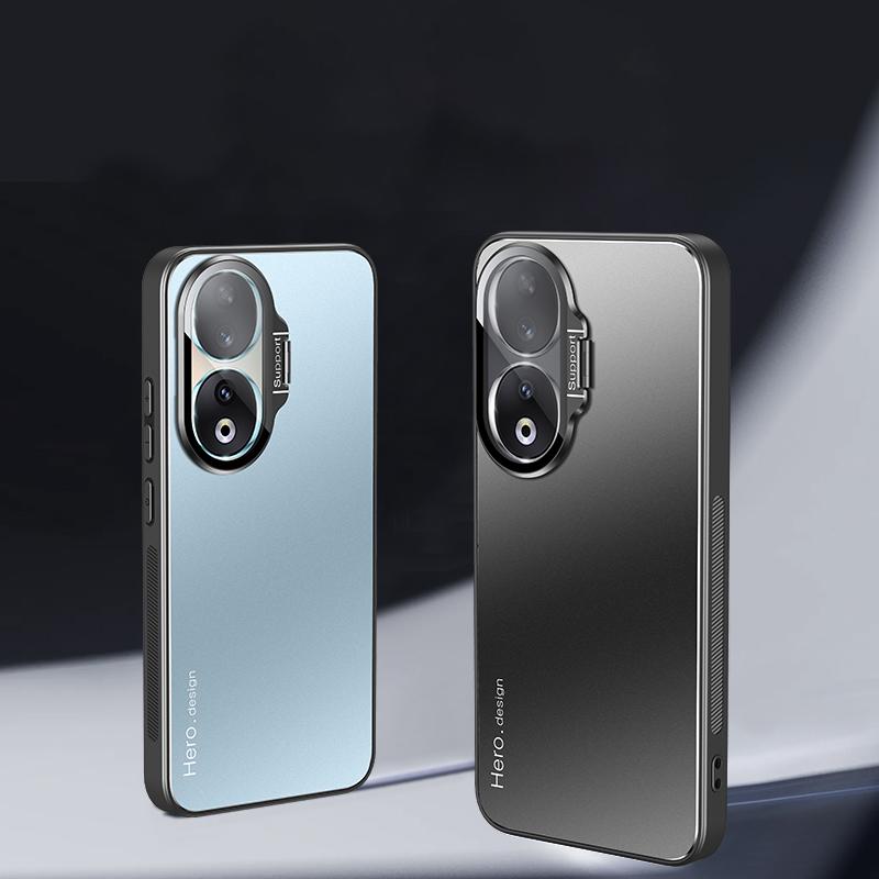 For Honor 90 Case with Lens Kickstand Shockproof PC+TPU Phone Cover