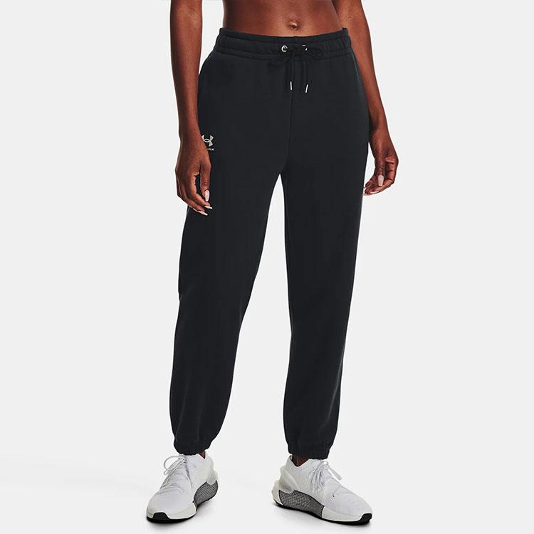 Under Armour Essential Solid Color Logo Drawstring Joggers Women Bottoms Black 1373034-001