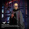 Halloween Grim Reaper Costume Black Hooded Cloak with Skull Masque Vintage Medieval Cape for Adult Cosplay Props