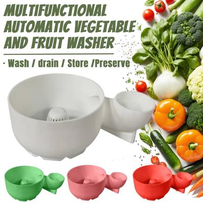 Food-Graded Fruit Wash Bowl Automatic Vegetable and Fruit Washer 3D Printing Portable Food Washing Spinner for Kitchen Draining