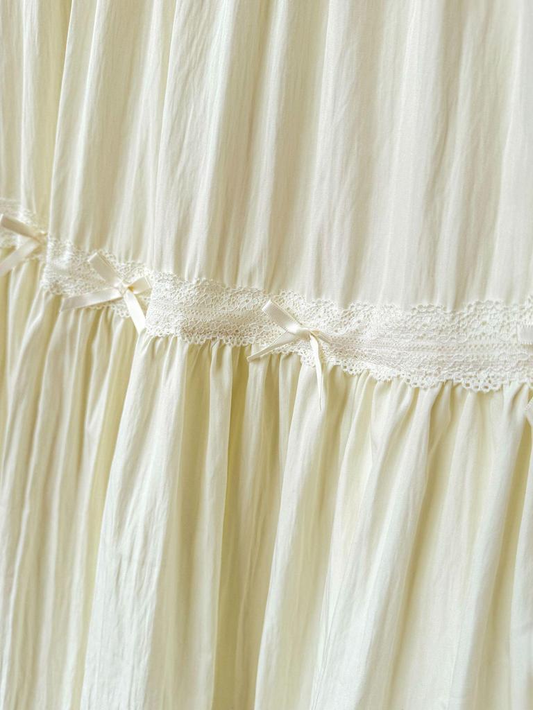 Women's High Waist A-Line Midi Skirt with Lace Trim - Spring/Summer 2026