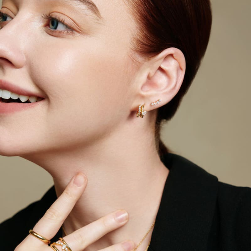 ANIA HAIE Sparkle Ear Climber 925 Silver Stud Earrings E056-02G