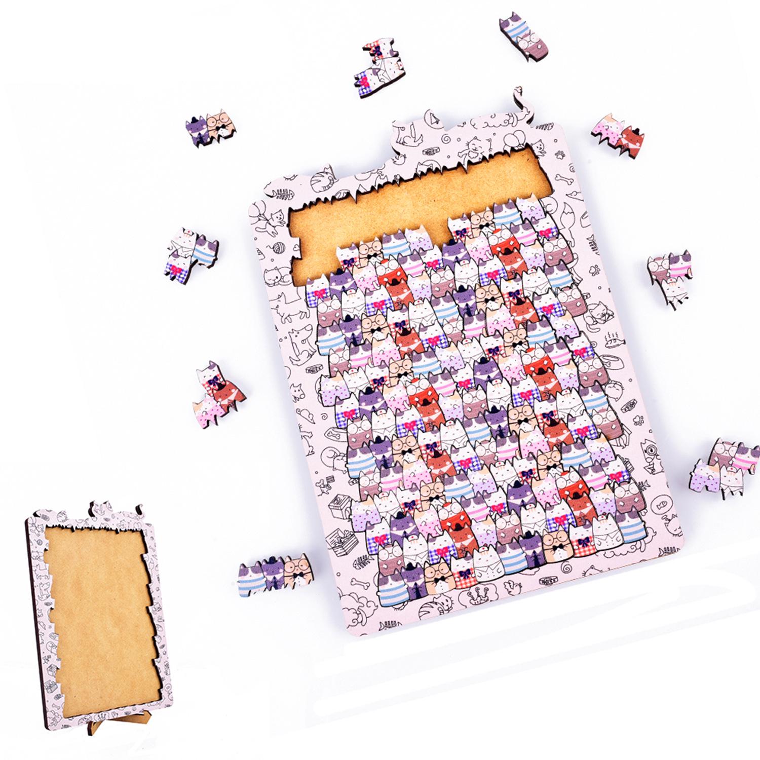 Professional Cat Jigsaw Puzzle: Creative Wooden Art, Educational Gift for Kids  Birthdays, Immersive and Relaxing.