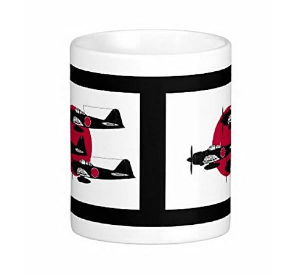 Zero Fighter and Hinomaru Photo Mug Fighter Mug (Japanese Series) (Black)