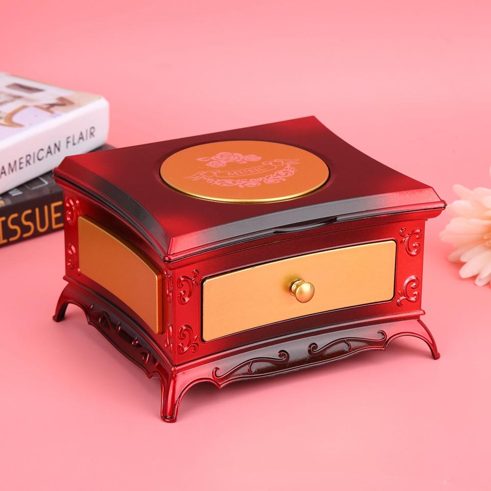 Dancing Girl Music Box Toy Jewelry Storage Box Gift Home Ornament Decoration (Red)