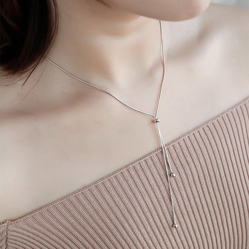 KOFSAC Simple 925 Silver Necklaces For Women Jewelry Chic Snake Chain Necklace Lady Accessories Valentine's Day Gifts