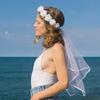 Elegant Floral Bridal Headband with Veil Wedding Headwear Bridal Wreath Veil for Bachelorette Party & Bridal Shower Gift