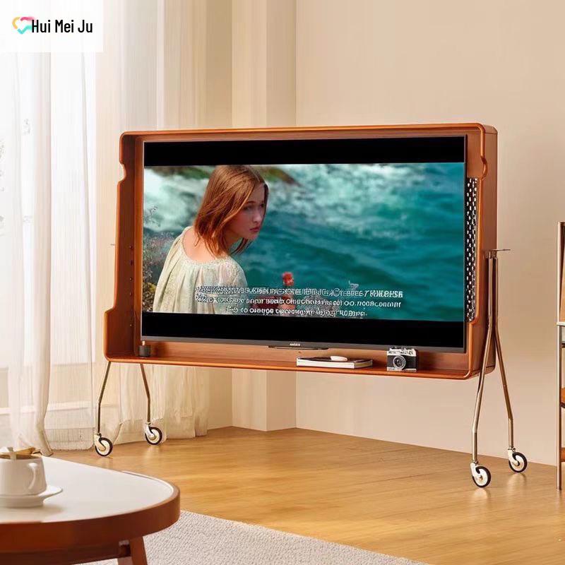 Vintage-Style TV Stand: Retro Movable Cabinet for Small Apartment Bedrooms and Living Rooms