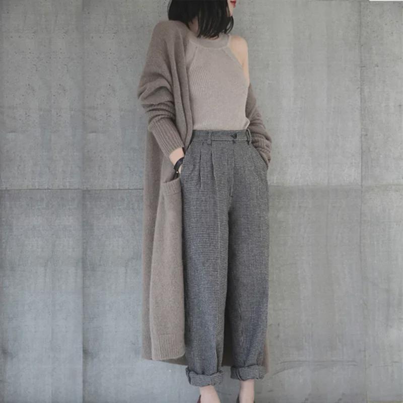Fall/Winter 2025 Women's Korean Loose Knit Cardigan - Solid Color, Long Sleeve, Mid-Length, Thickened Sweater Coat