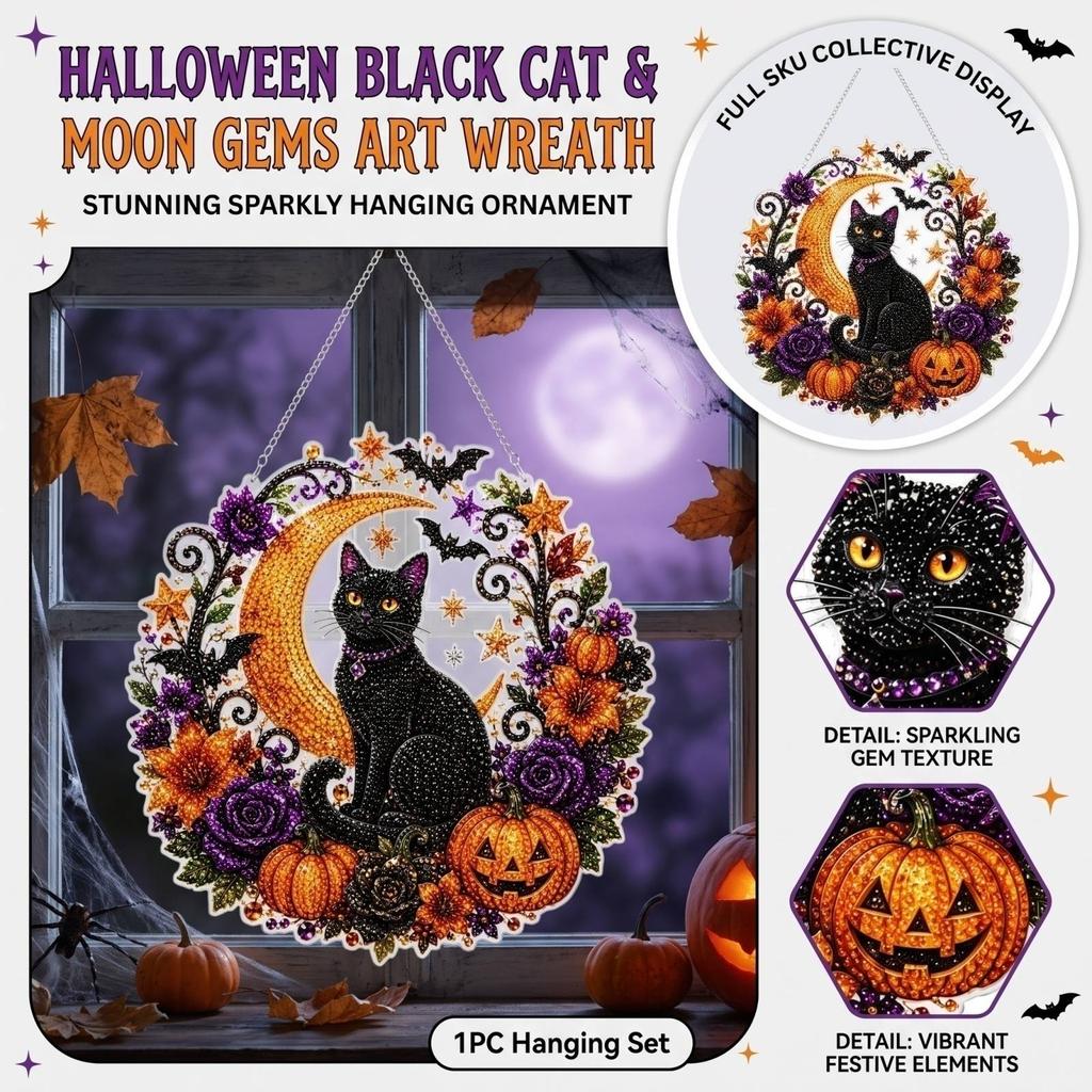 Halloween-Dekorations-Set - und Mond-Design zum Aufhängen an der Wand Herbst-Themenparty Geschenkset