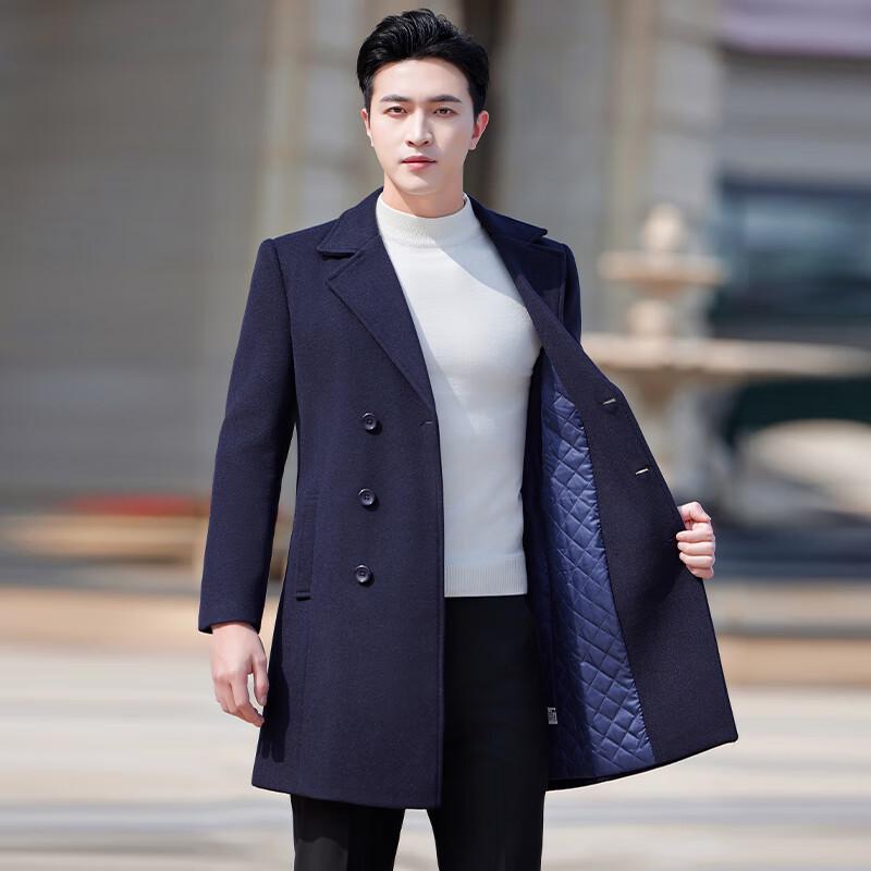 Troloman Men's Mid-Length Wool Blend Professional Overcoat