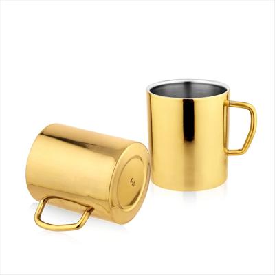 Stainless Steel Coffee Mugs - Double Wall Bpa Free - Tea Cup Wide Handle - Gold Colour