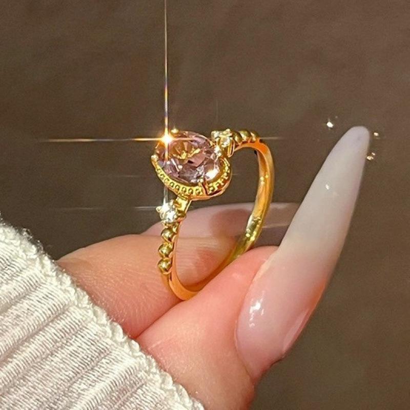 Vintage Hofstil Blauer Ring Damen Aquamarin Eingelegt Nische Französisches Design Offener Zeigefingerring