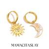 MamacitaSlay Creative 316L Stainless Steel Shell Pearl Sun Moon Earrings Waterproof Jewelry Women's 18K Gold Plated Earrings