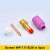 Tig Argon Arc Welding 4Pcs Set Ceramic Nozzle Electrode Holder Wp17/18/26 Medium Belt Mesh Connector Set