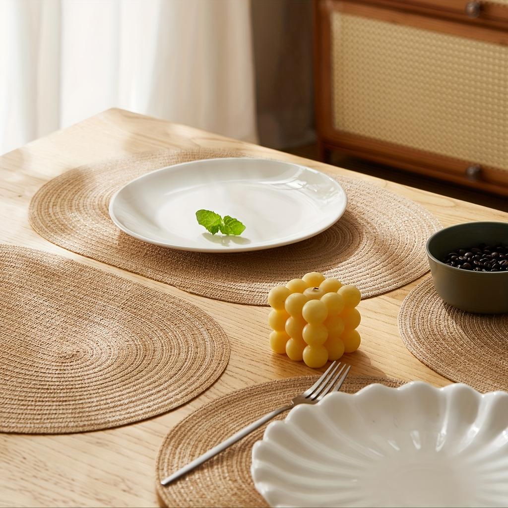 1 Stück Oval Polyester Platzsets, Beige, Braun Western Platzsets, Hitzebeständig, Rutschfest, Tägliche Dekormatten