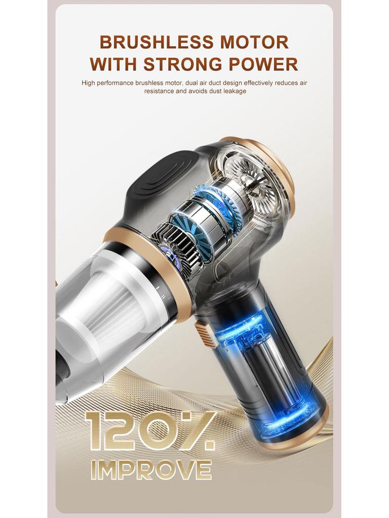 Tragbarer kabelloser Auto-Staubsauger mit Akkuanzeige und hoher Saugkraft, Handstaubsauger & Bläser für den Haushalt