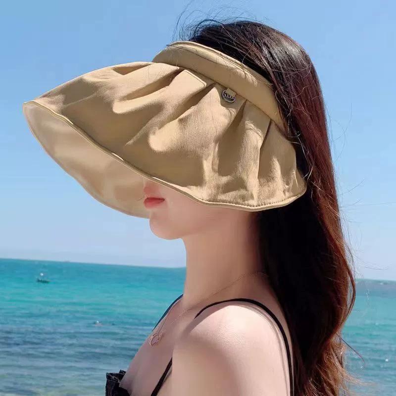 Women's Open-Top Sun Hat with UV Protection, Large Brim for Outdoor Cycling and Sunshade