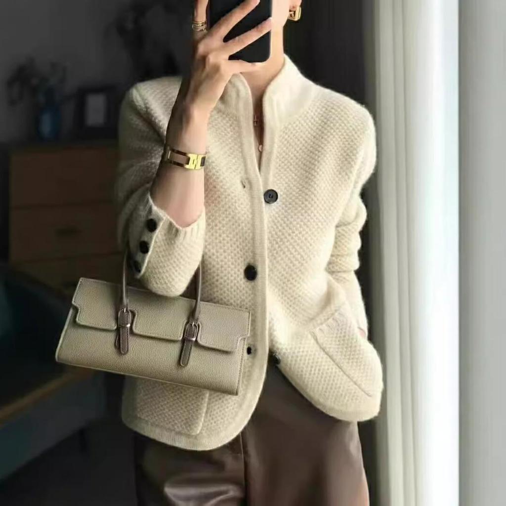 Damen Strick Frühling und Herbst Damen Modische Westliche Mode Oberteil Strickjacke Damen