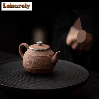 180ml Japonijos senojo akmens molio arbatinukas grubaus molio puodas paauksuotas sidabrinis puodas arbatos plikymo virdulys Kung Fu arbatos serviso priedai papuošalai