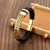 Bracciale Punk Hip Hop Europeo & Americano in Acciaio Inossidabile & Pelle