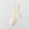 Ladies Fall Bow Ballet Style Solid Color Vertical Stripe Mid Tube Cotton Socks