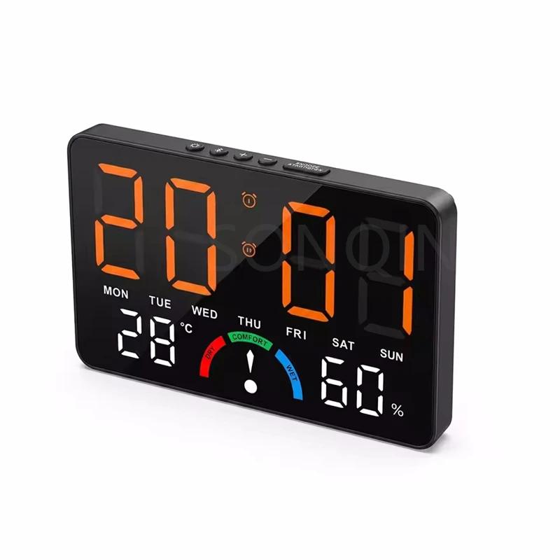 Home Temperature Humidity Meter Clock with Comfort Reminder Electronic LED Digital Alarm Clock Dual Alarms Snooze Table Watch