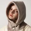 100% Australia Wool Balaclava Hat Winter Knitted Hooded Caps Outdoor Warm One-Piece Neck Collar Beanies Hats Bonnet For Women
