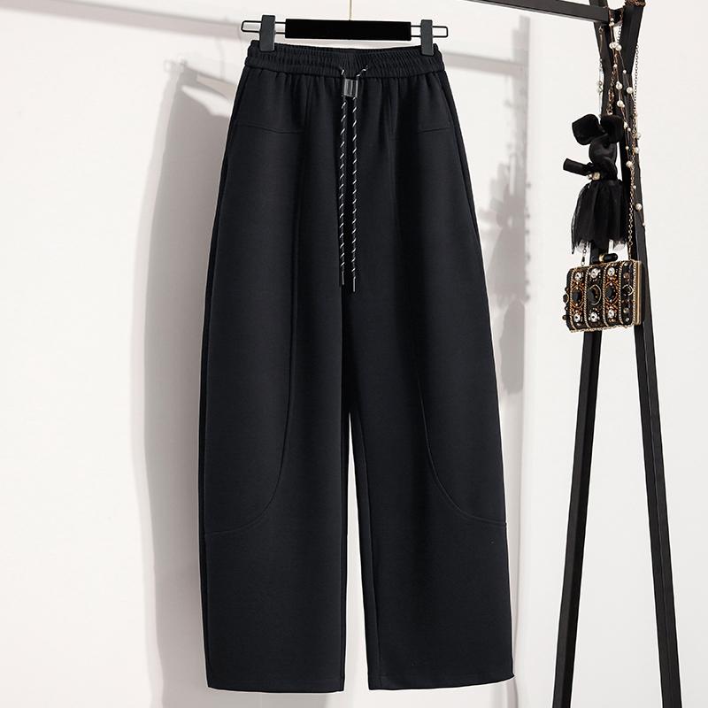 DIMANAF 2025 Autumn Winter Women Plus Size Pants Casual Lady Long Pants Loose Bottoms Thick Flocking