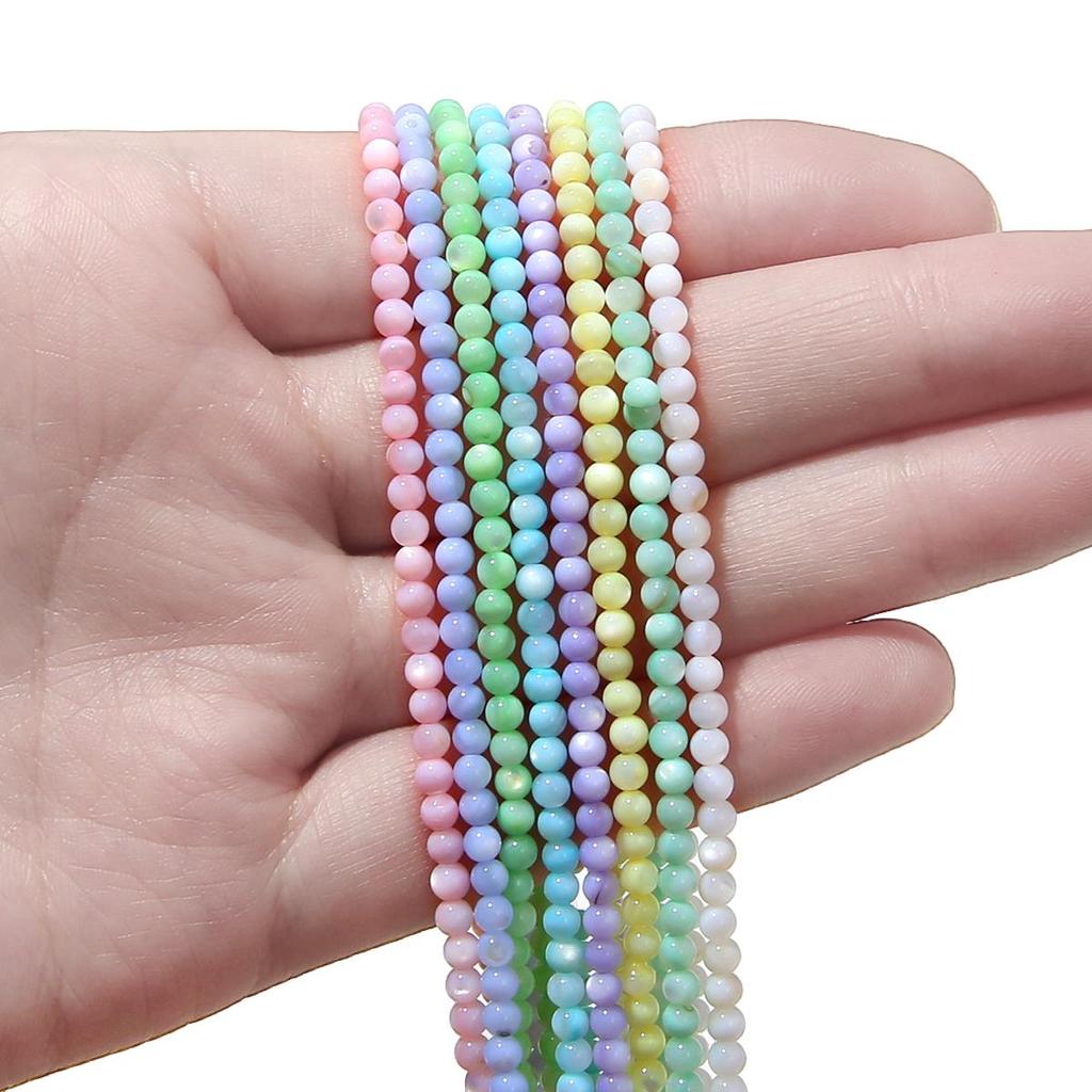 3mm Natur Süßwasser Shell Runde Perlen für Schmuck Machen DIY Armband Necalace Telefon Kette