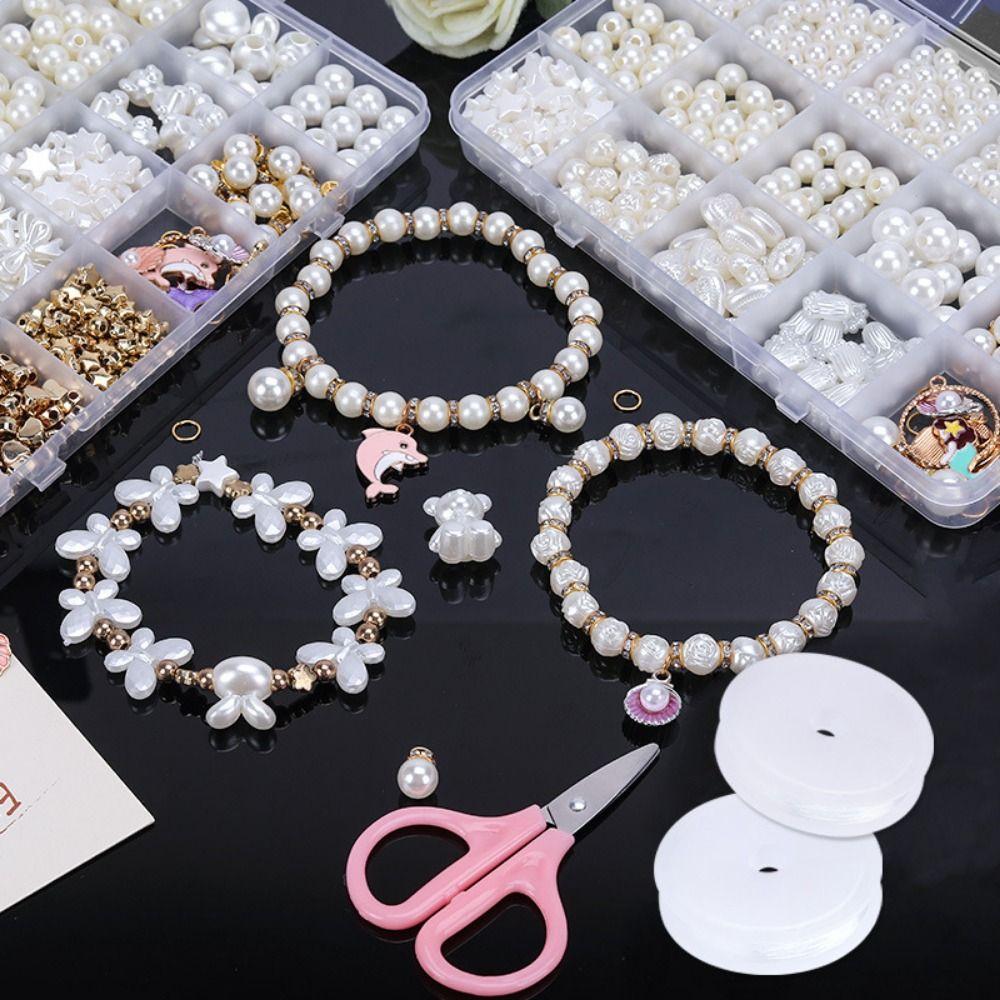 

520/640/720PCS Round Pearl Beads Mixed Shape Seedbeads Creative Pearl Loose Beads 4-6 Year Old Kids 520PCS