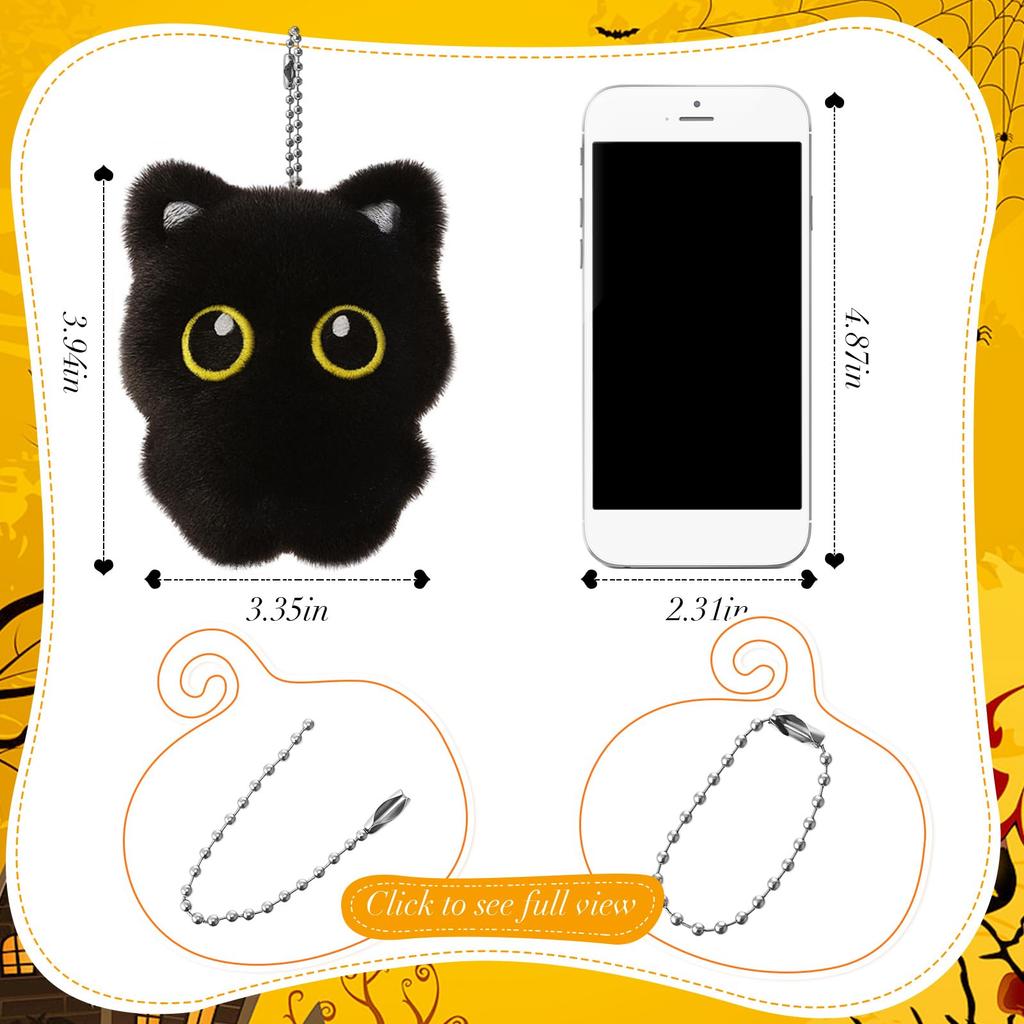 Assorted Style Black Cat Plush Shape Bag Charm Cute Black Cat Plush Toy Keychain Backpack Hanging Bag Decoration Holiday Gifts