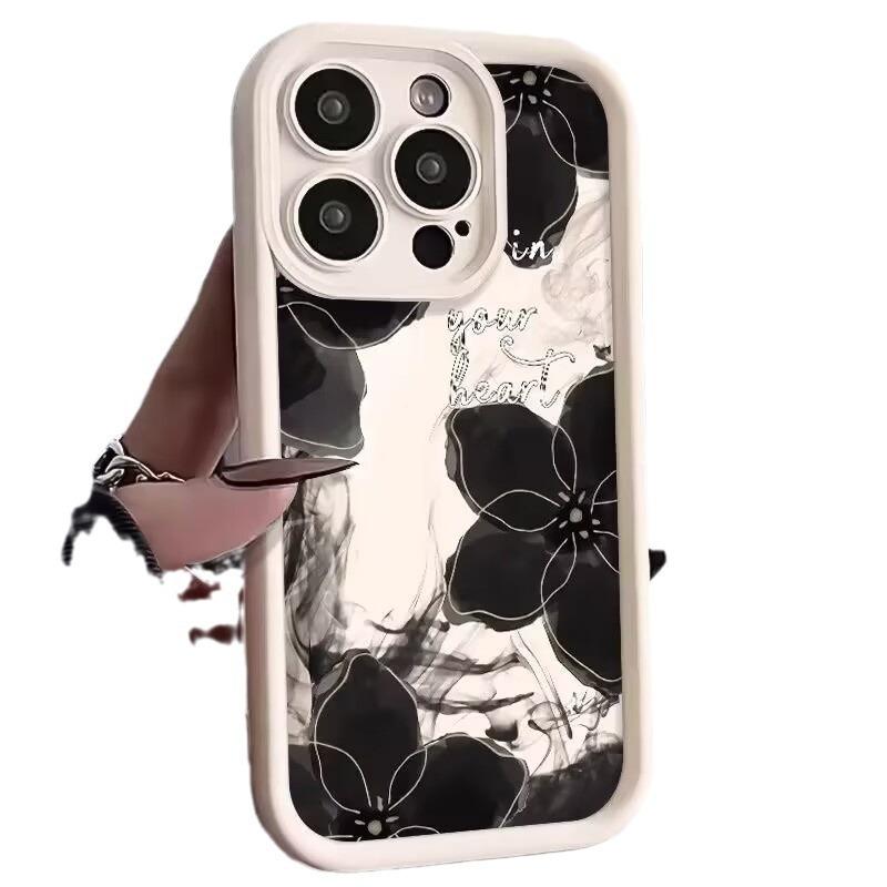 Ladder national style ink flower applies to Apple 15ProMax mobile phone case iPhone14 new 13 soft 12 women 11