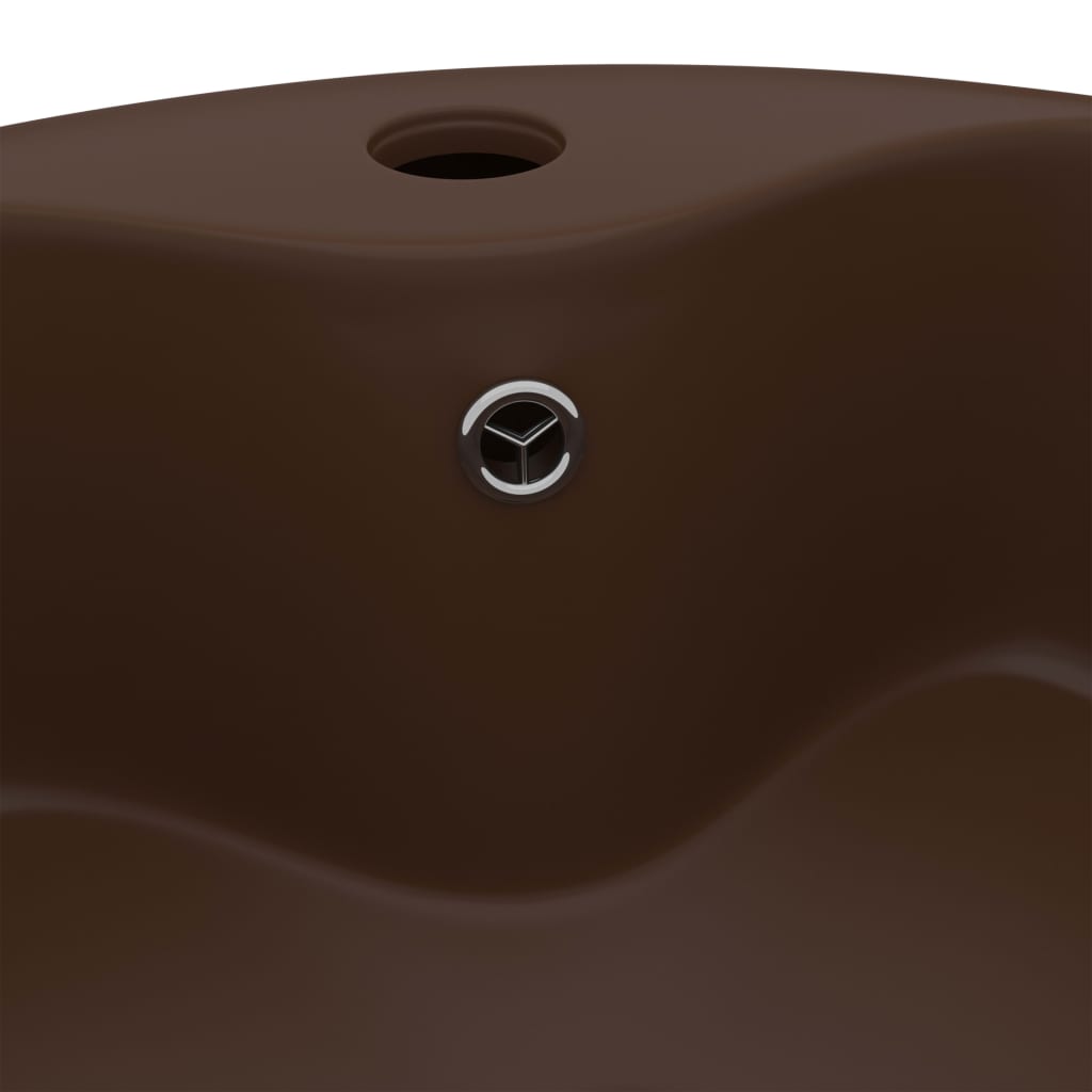 Luxury Wash Basin with Overflow Matte Dark Brown 36 X 13 Cm Ceramic