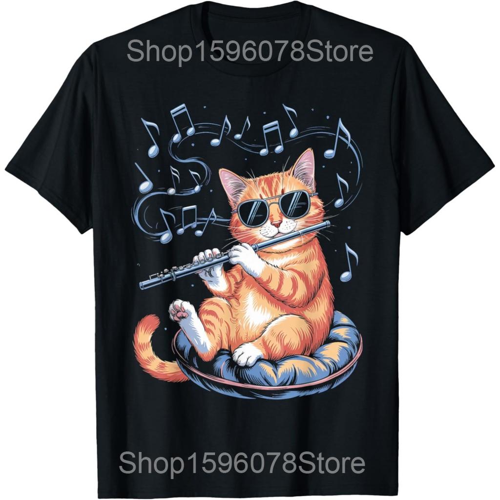 Funny Musical Instrument Flute Player Gift T Shirts Men Cotton Humor Streetwear Tee Shirt Short Sleeve Unisex Loose Clothing