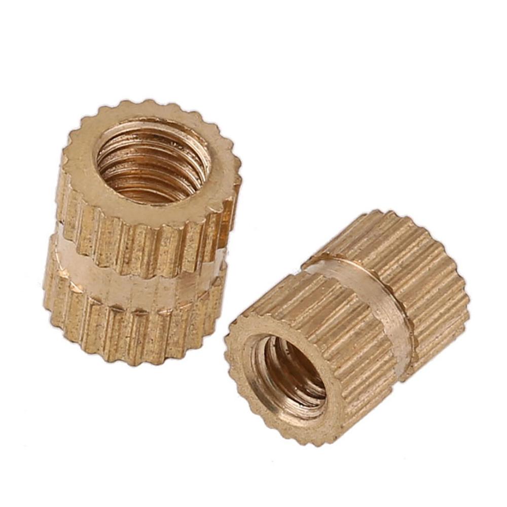 Copper Hot Press Embedded Insert Nut Knurled Body UNC UNF Thread Through Hole Brass Injection Molding Fastener Nuts