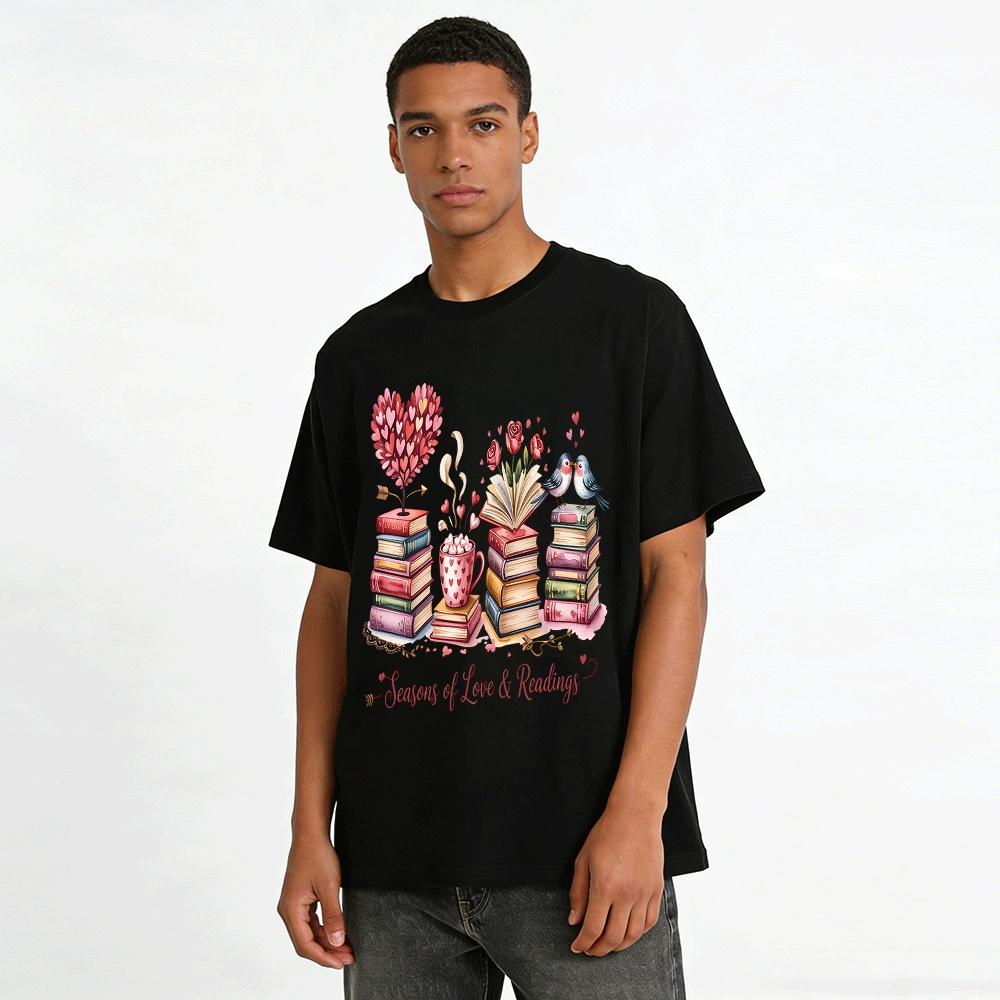 Seasons of Love and Readings Themed Printed Casual Top Pure Cotton T-shirt