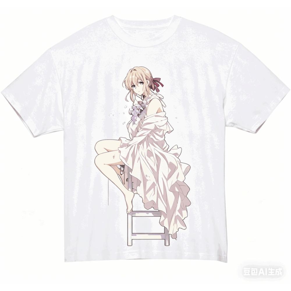 Violet Evergarden Cotton summer T-shirt  Model shirt personality Clothes Year round clothing Short Sleeves Classic