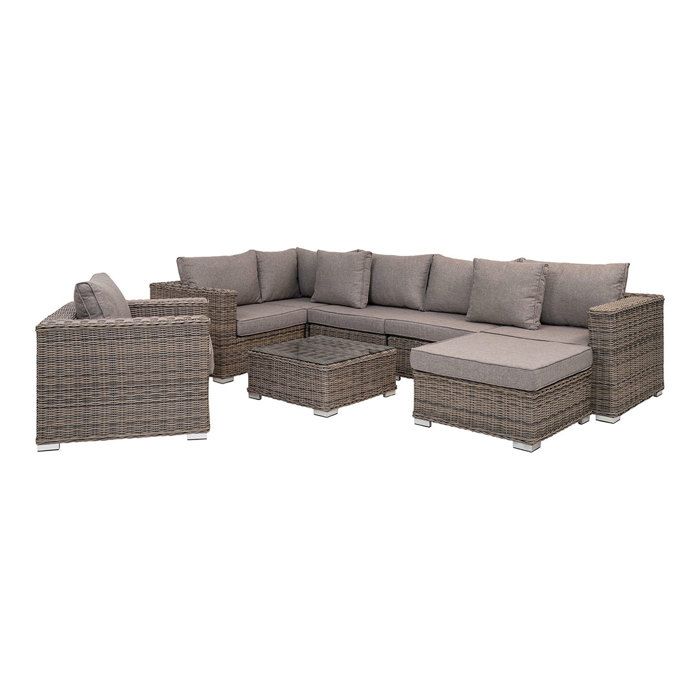 Sofa Set - EBUY24 - Calvi - Rattan - Grey Kubu Outdoor Cushions - Outdoor
