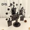 Family Tree Picture Frame Metal Tree Photo Frame Stand with 6 Ornamental 1.77" X 2.56"/2.17" X 3.15" Frames for Wall Table Decor