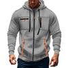 Men's Hoodie Sweatshirt Pocket Decoration Men's Full Zip Solid Color Sweatshirt