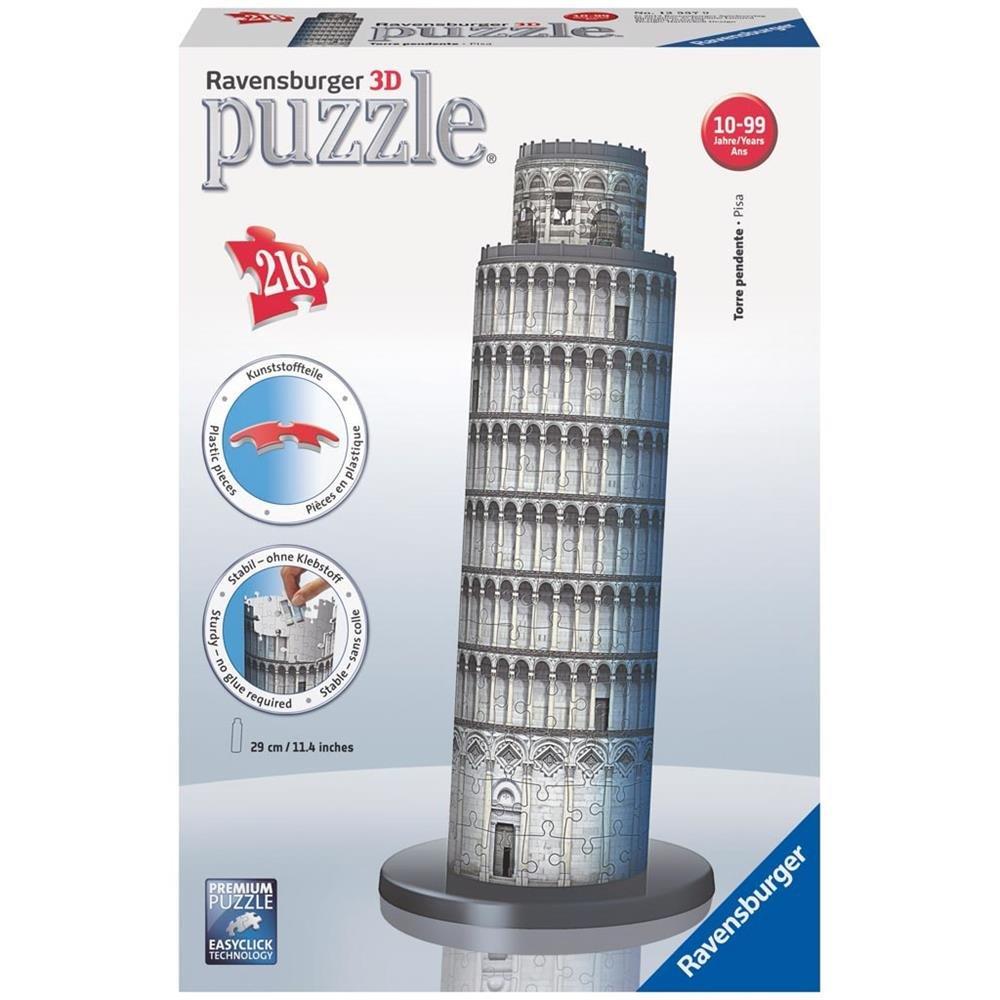 Ravensburger 3D Puzzle: Leaning Tower of Pisa, 216 pieces. Finished size: 29cm tall. (Item No. 12557 9) Recommended age: 10 years and up. [Puzzle, 3D