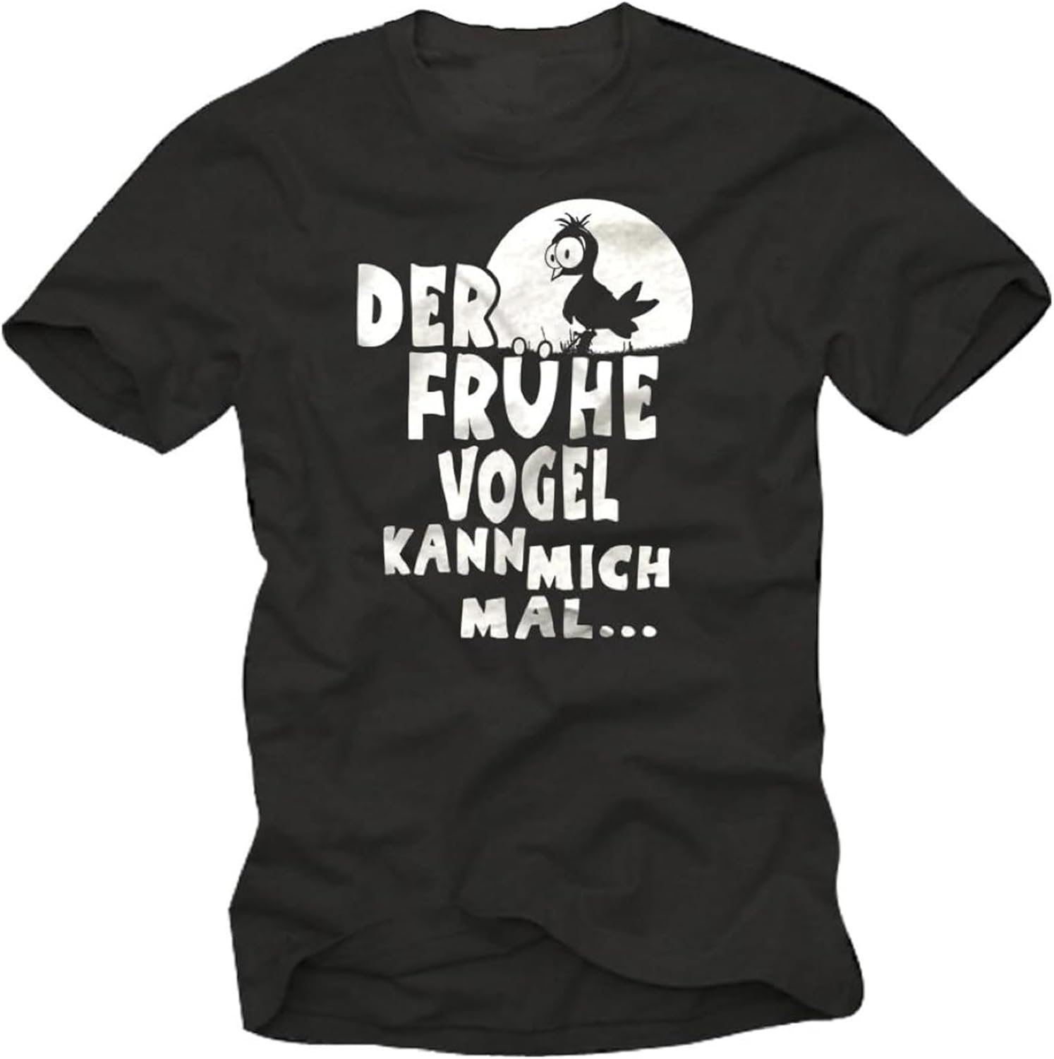 Mens T Shirts Funny Slogan The Early Bird Sucks in German 4XL чёрный