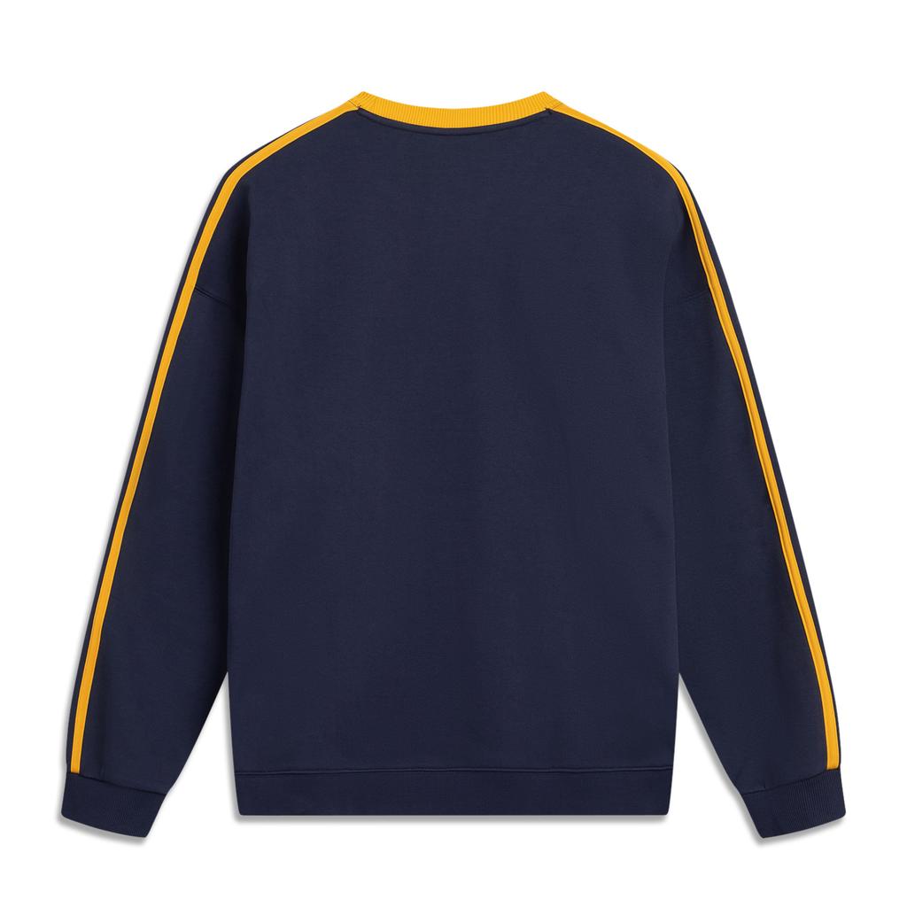 Li Ning Sports Lifestyle Series Fleece Thick Warm Letter Logo Round Neck Drop Shoulder Loose Sweatshirt Unisex Sweatshirt AWDVC87-4