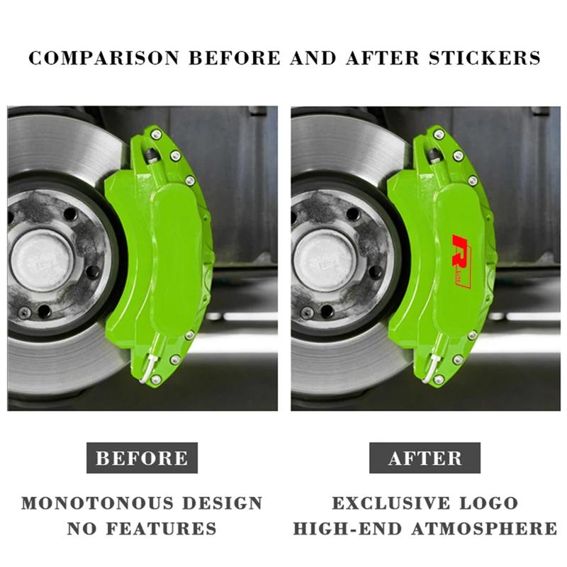 For Volkswagen VW Rline Golf 3 5 Polo Passat GTI MK3 MK7 Tiguan Beetle 4Pcs Car Vinyl Brake Caliper Sticker Vehicle Wheel Decals Jb9