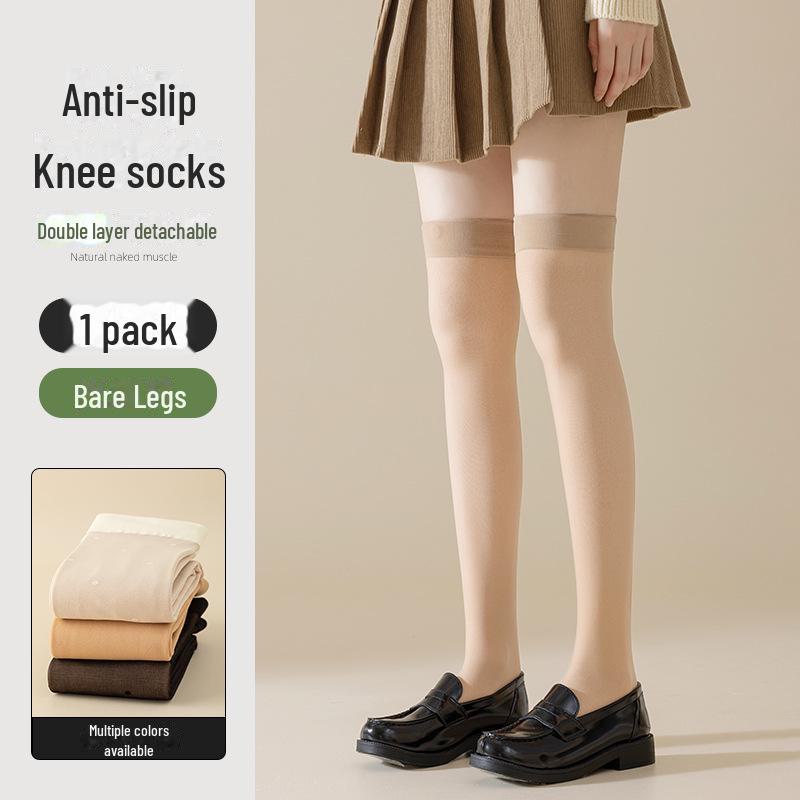 

Женские двухслойные носки выше колена и бархатные теплые носки телесного цвета для осени и зимы Spring and Autumn Style