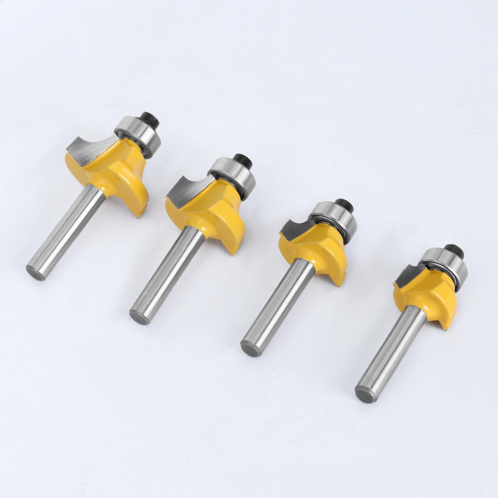 1/4" & 6mm Shank Roundover Bit Set (4-Piece) - Chamfer & Radius Edge Trimming Router Bits for Woodworking
