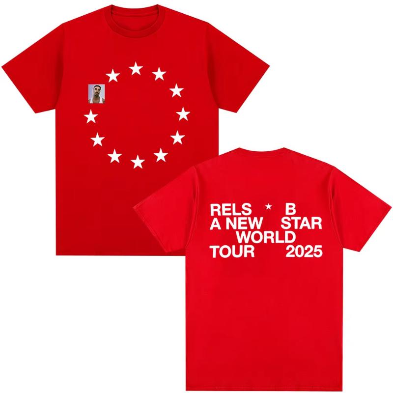Rels B A New Star World Tour 2025 Merch Tshirt Unisexs Women Clothing Hip Hop Tshirts Summer Cotton Harajuku T Shirts Streetwear