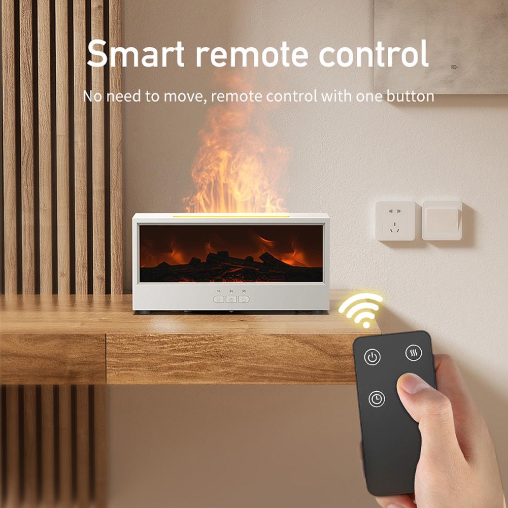 Dynamischer Flammen Kamin Ätherischer Öl Diffusor mit 150 ml Fassungsvermögen Ultraschallnebel Timer und Fernbedienung