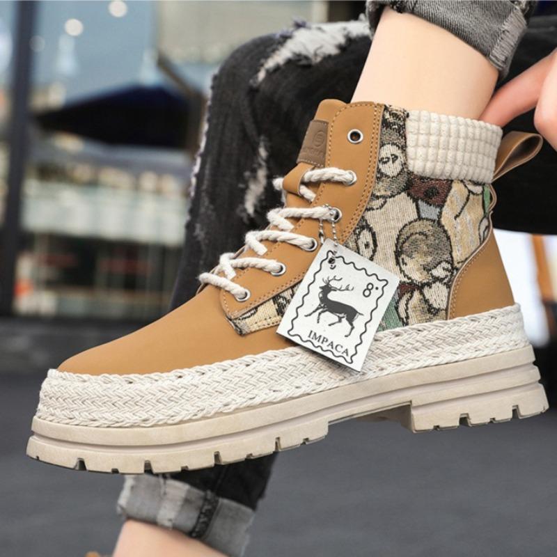Fashion High Quality Fashionable Men's Shoes for Teenagers Anti Slip Breathable Boots Handmade Stitching Ankle Boots Zapatos De Hombre